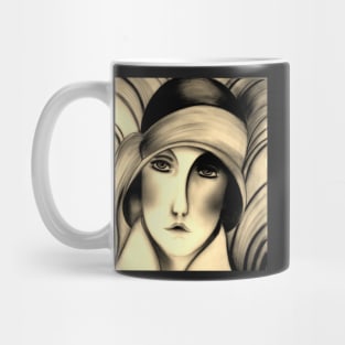 art deco flapper girl  in cloche hat 20 s sepia by  jackie smith Mug